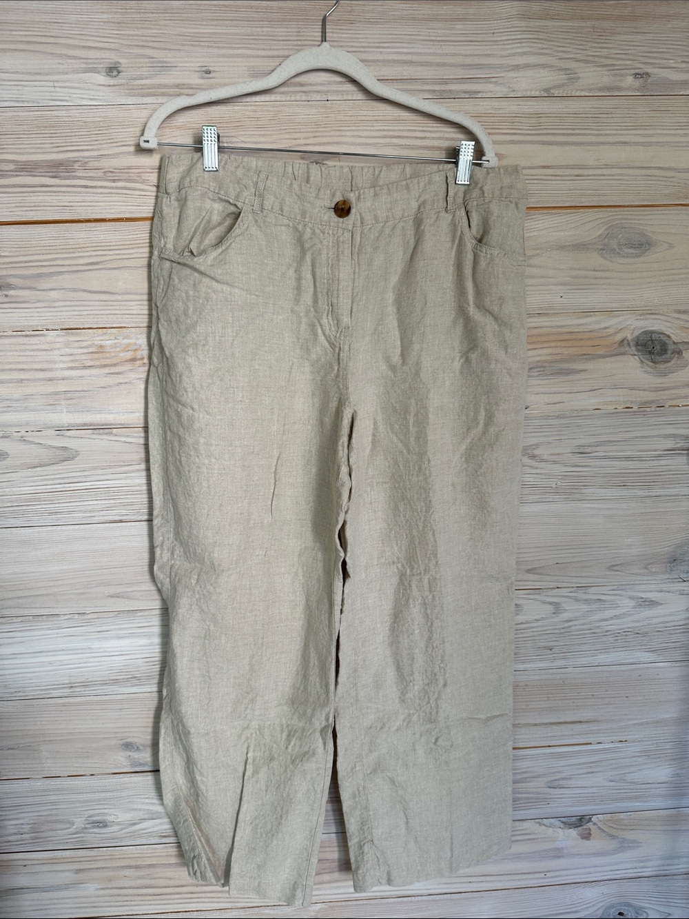 Chico's Linen Blend Wide Leg Pants in Beige/Tan size 2